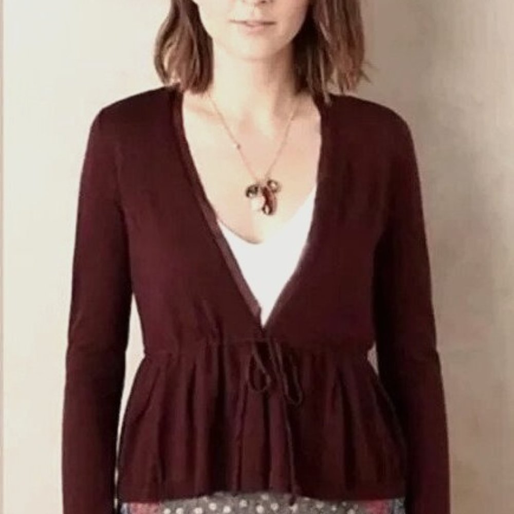 COPY - NWT Anthropologie Angel of the North Elly Peplum Tie Front Cardigan Swea…